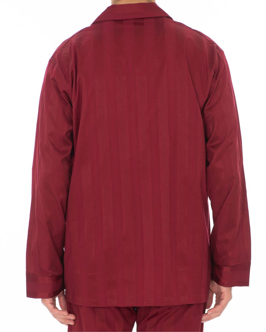 Herren | Schlafanzüge & Bademäntel | Derek Rose | Cotton Satin Striped Pyjama Set Wine Red