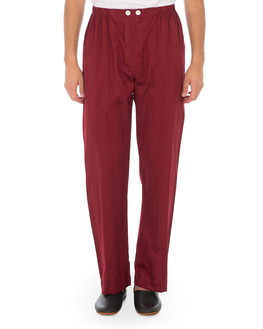 Herren | Schlafanzüge & Bademäntel | Derek Rose | Cotton Satin Striped Pyjama Set Wine Red