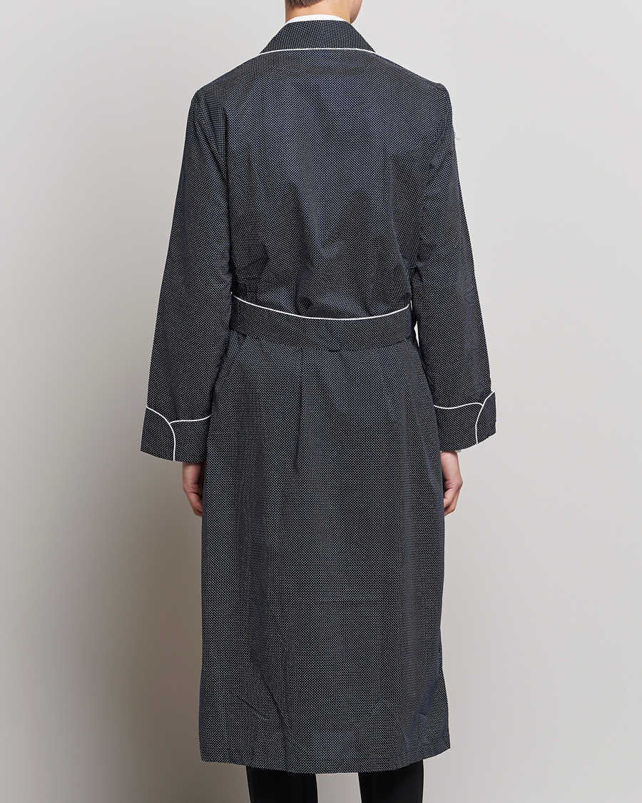 Herren | Schlafanzüge & Bademäntel | Derek Rose | Polka Dot Cotton Satin Dressing Gown Navy