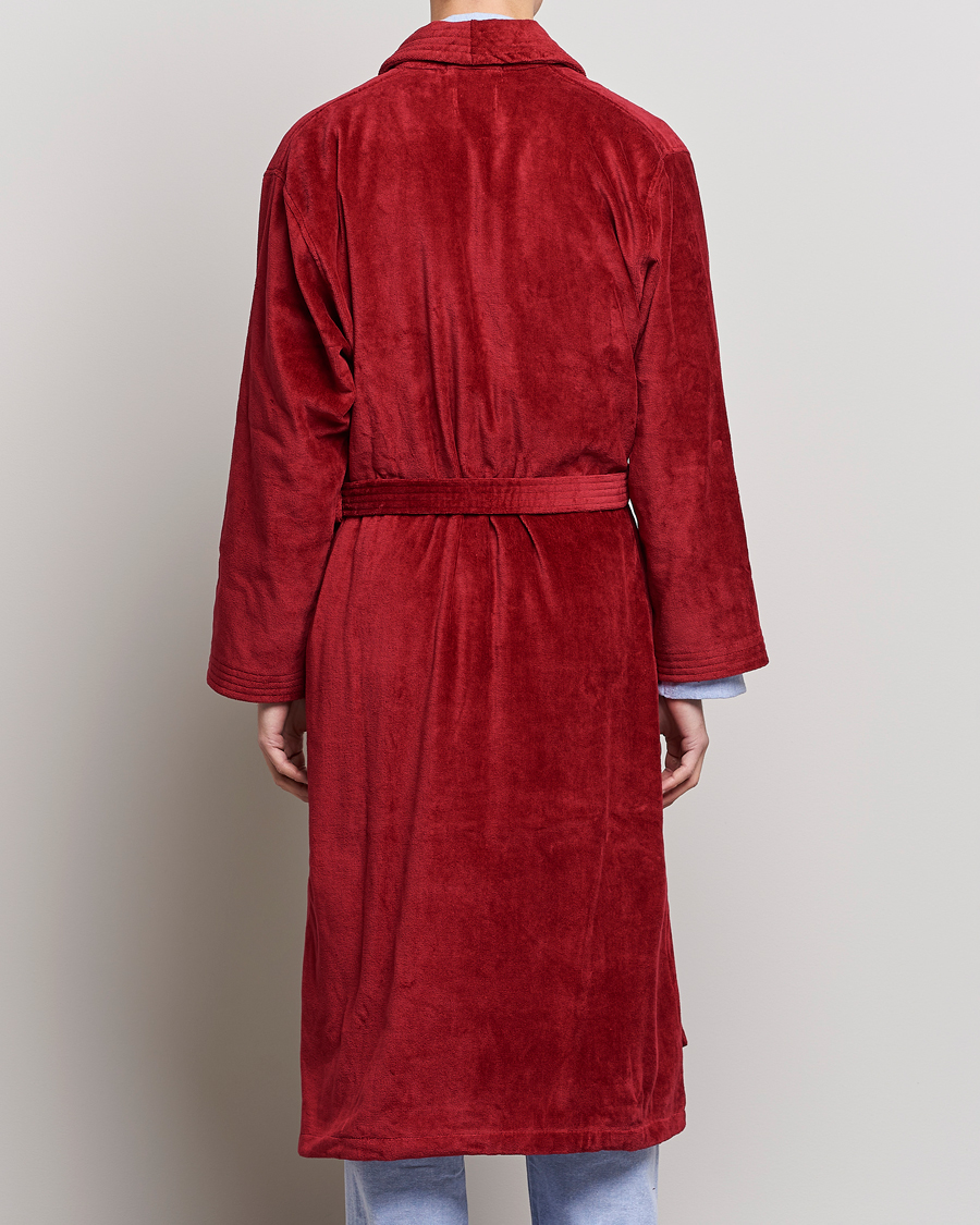 Herren | Schlafanzüge & Bademäntel | Derek Rose | Cotton Velour Gown Wine Red