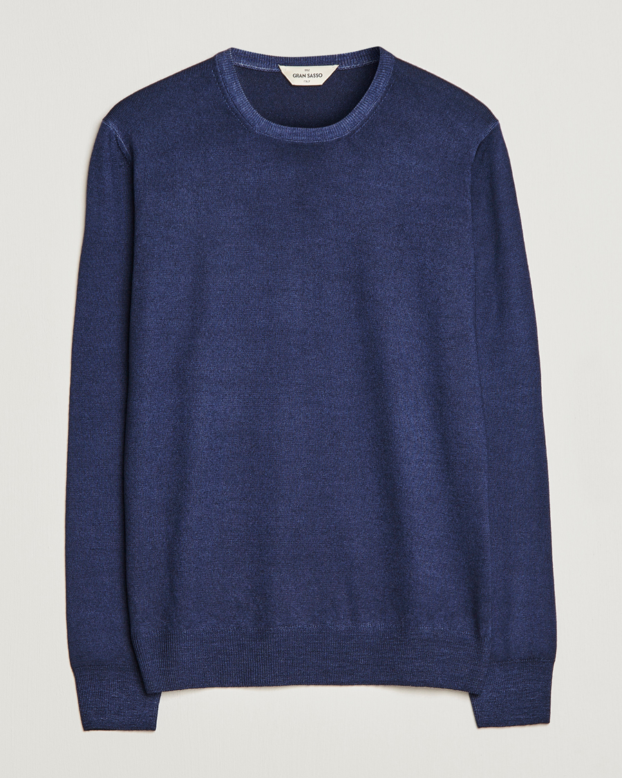 Herren | Pullover | Gran Sasso | Vintage Merino Fashion Fit Crew Neck Pullover Navy
