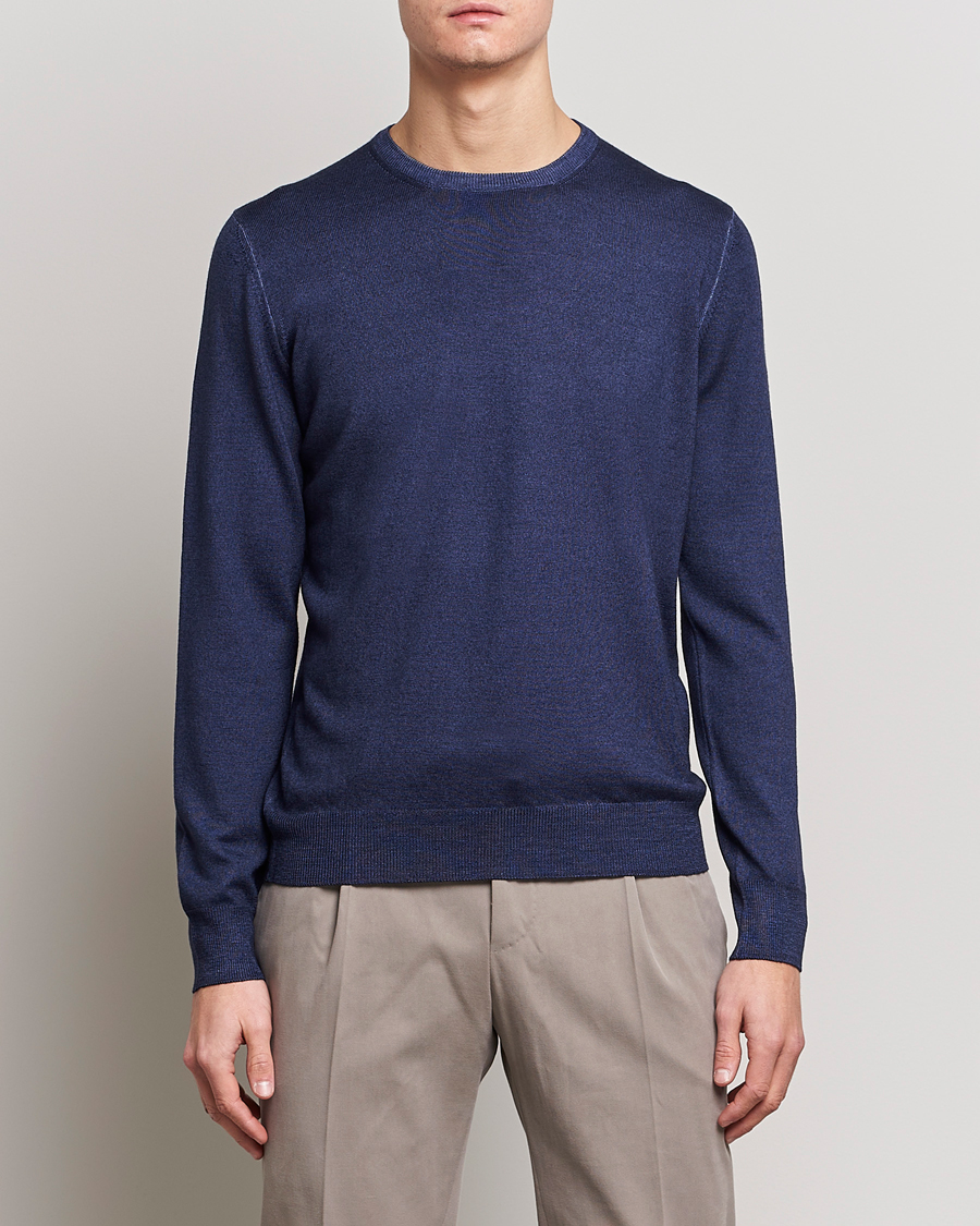 Herren | Pullover | Gran Sasso | Vintage Merino Fashion Fit Crew Neck Pullover Navy