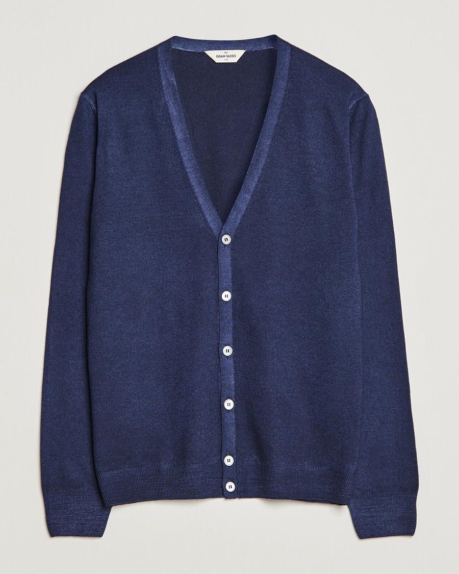 Herren | Pullover | Gran Sasso | Vintage Merino Fashion Fit Cardigan Navy