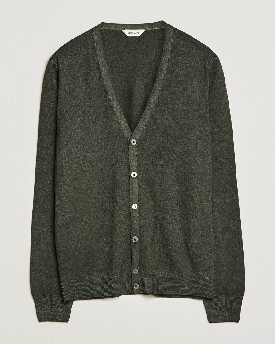 Herren | Pullover | Gran Sasso | Vintage Merino Fashion Fit Cardigan Green
