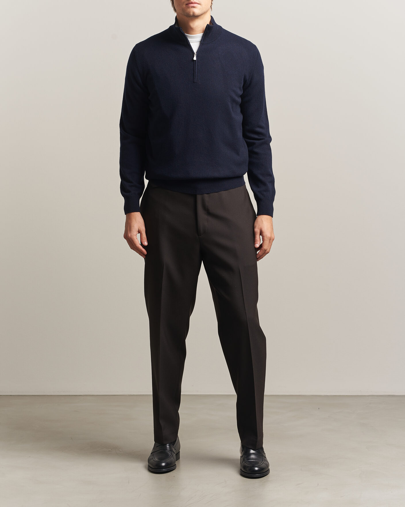 Herren | Pullover | Gran Sasso | Wool/Cashmere Half Zip Navy