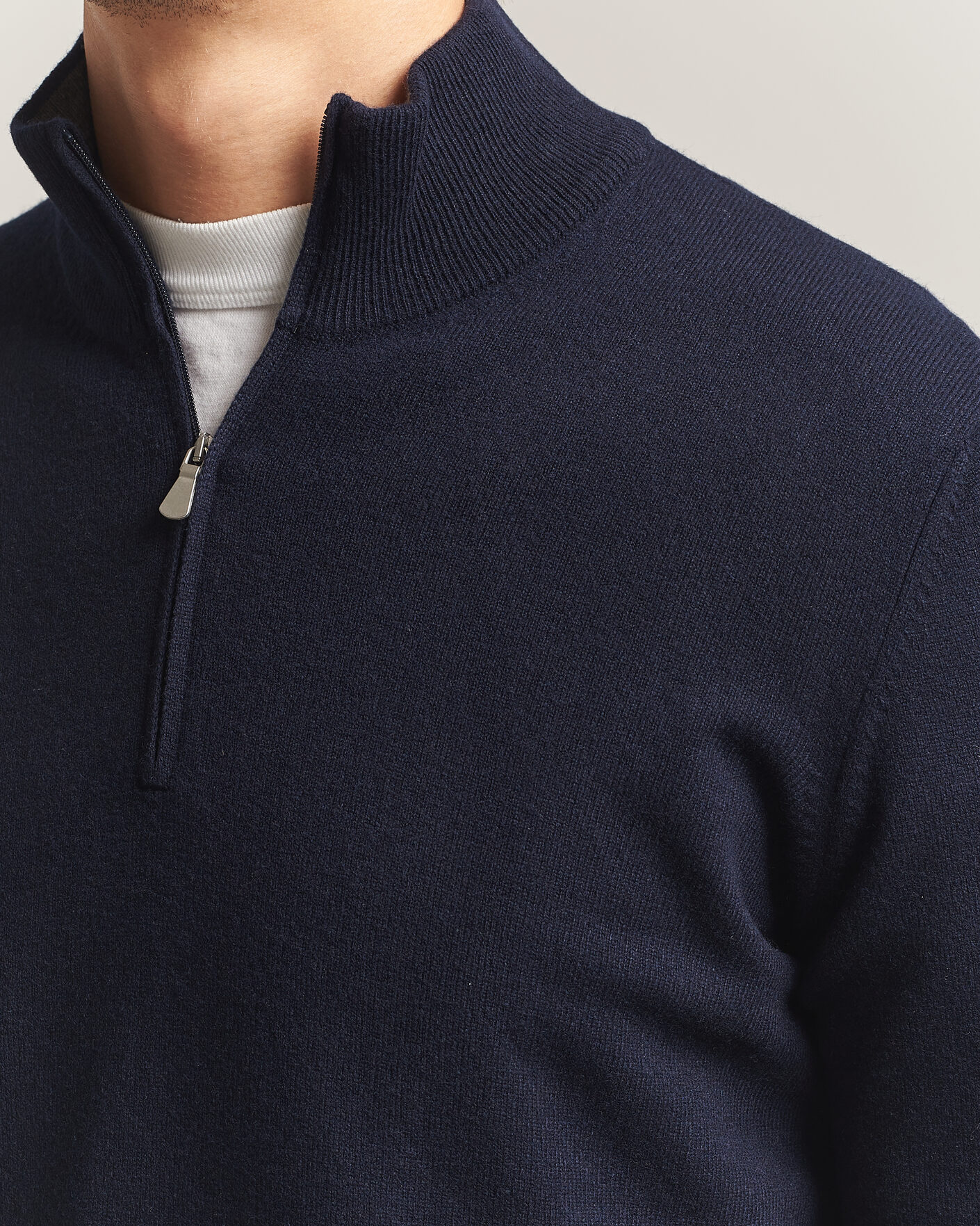 Herren | Pullover | Gran Sasso | Wool/Cashmere Half Zip Navy