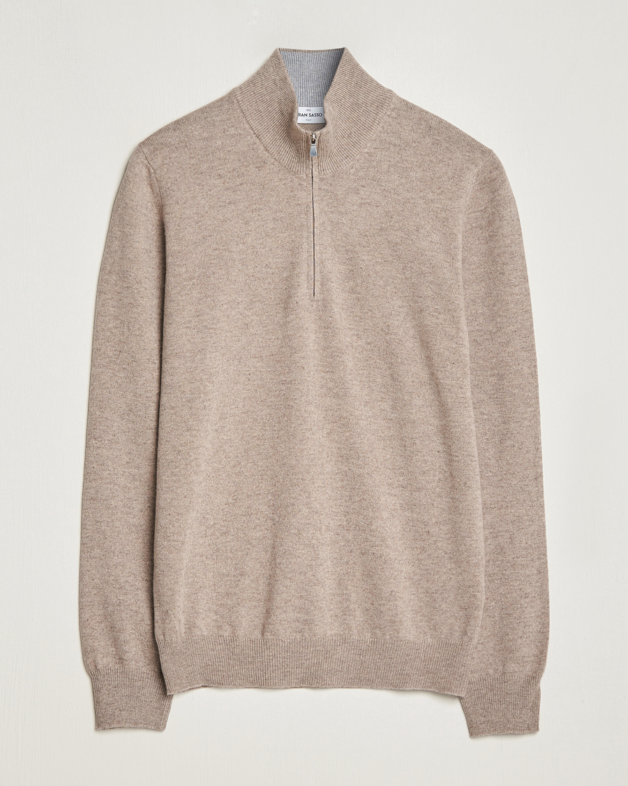 Herren | Pullover | Gran Sasso | Wool/Cashmere Half Zip Beige Melange