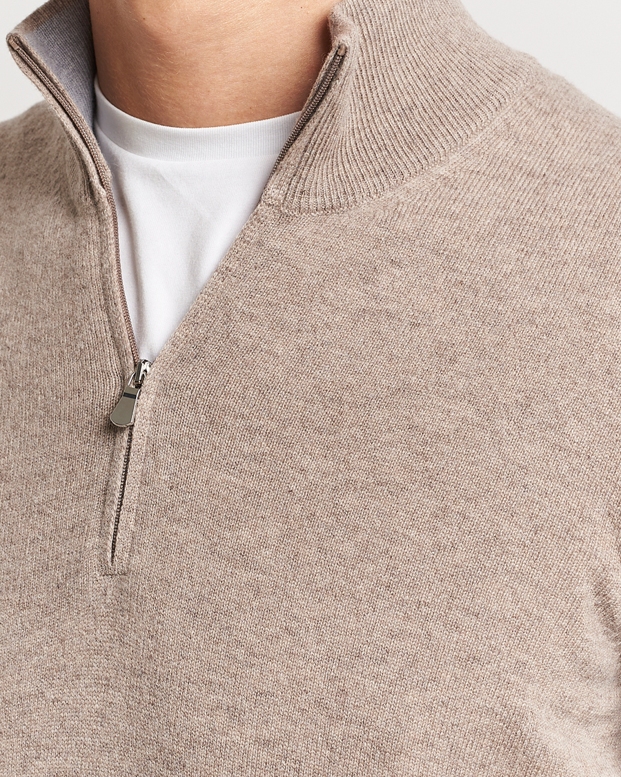 Herren | Pullover | Gran Sasso | Wool/Cashmere Half Zip Beige Melange
