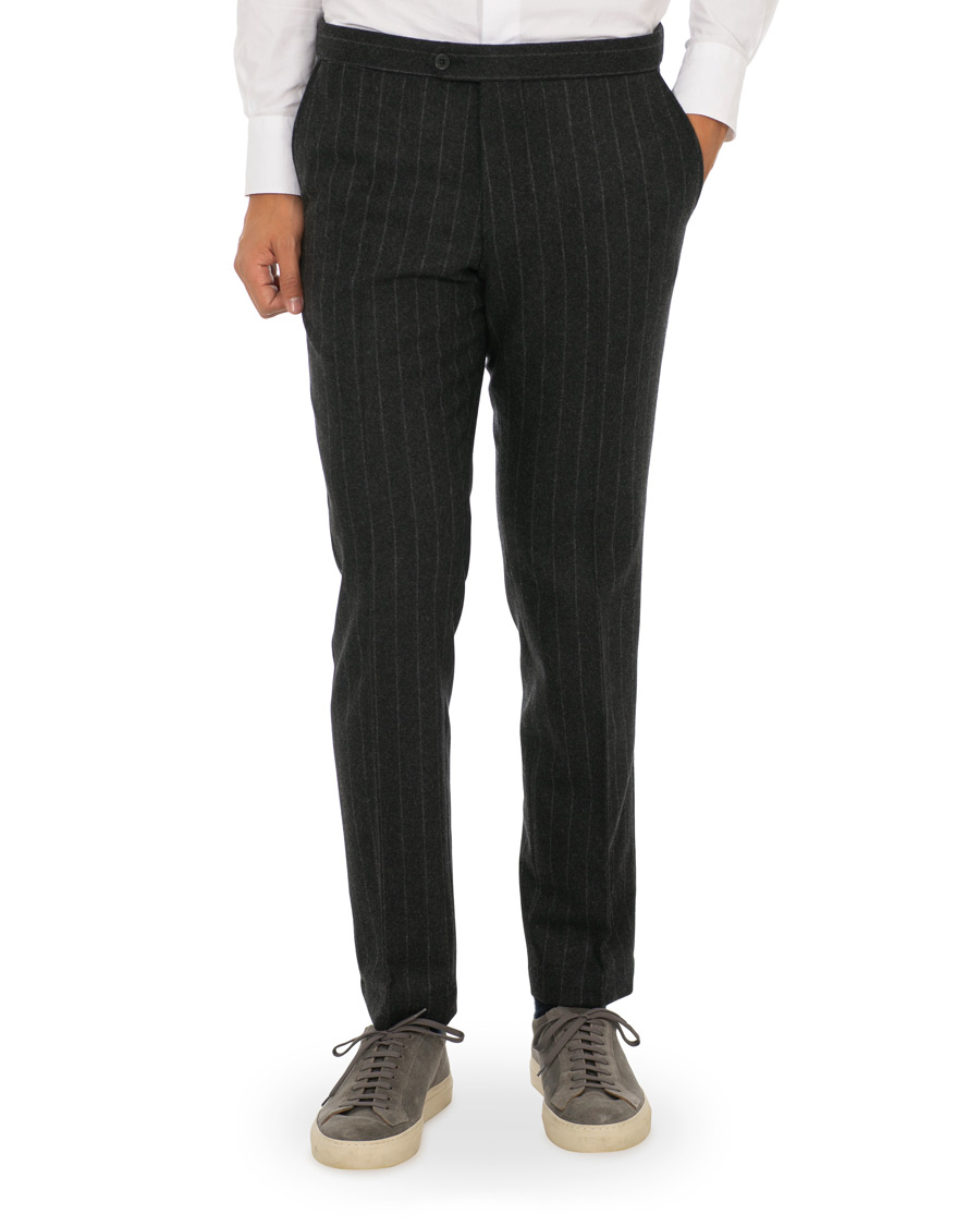 Herren | Hosen | Oscar Jacobson | Nilo Chalkstripe Side Adjuster Trousers Dark Grey