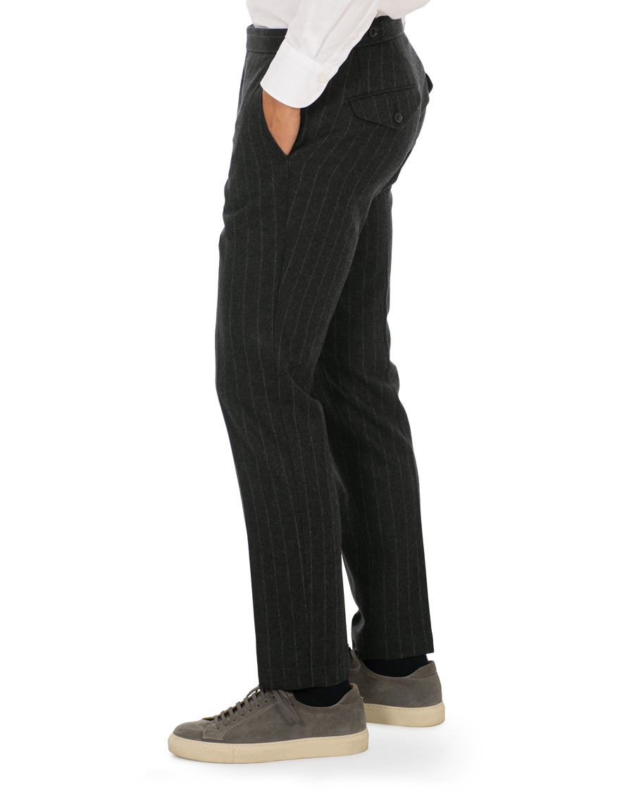 Herren | Hosen | Oscar Jacobson | Nilo Chalkstripe Side Adjuster Trousers Dark Grey