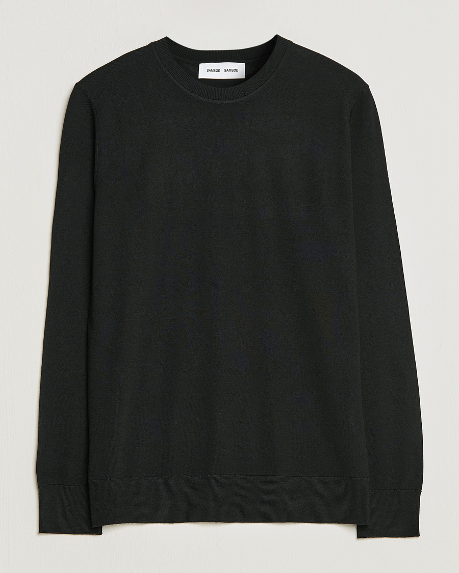 Herren | Pullover | Samsøe Samsøe | Flemming Superfine Merino Wool Crew Neck Black