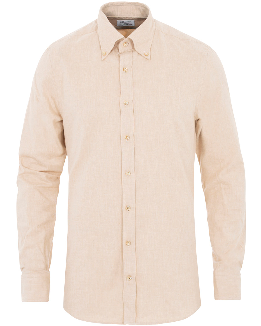 Herren | Hemden | Stenströms | Slimline Flannel Shirt Beige