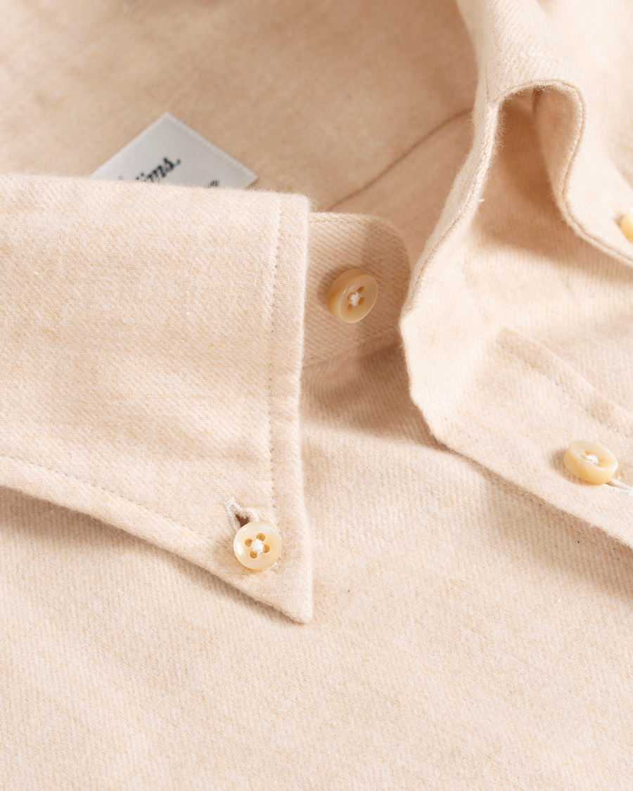 Herren | Hemden | Stenströms | Slimline Flannel Shirt Beige