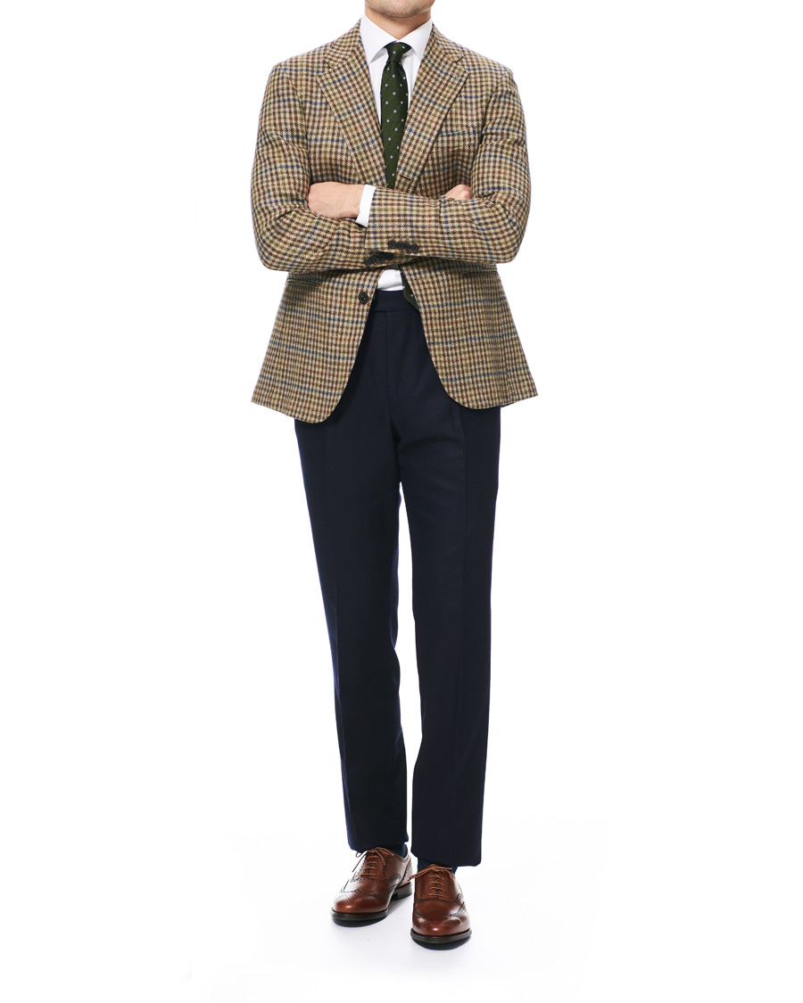 Herren | Sakkos | Berg&Berg | Dan II Gun Club Check Wool Blazer Brown/Olive