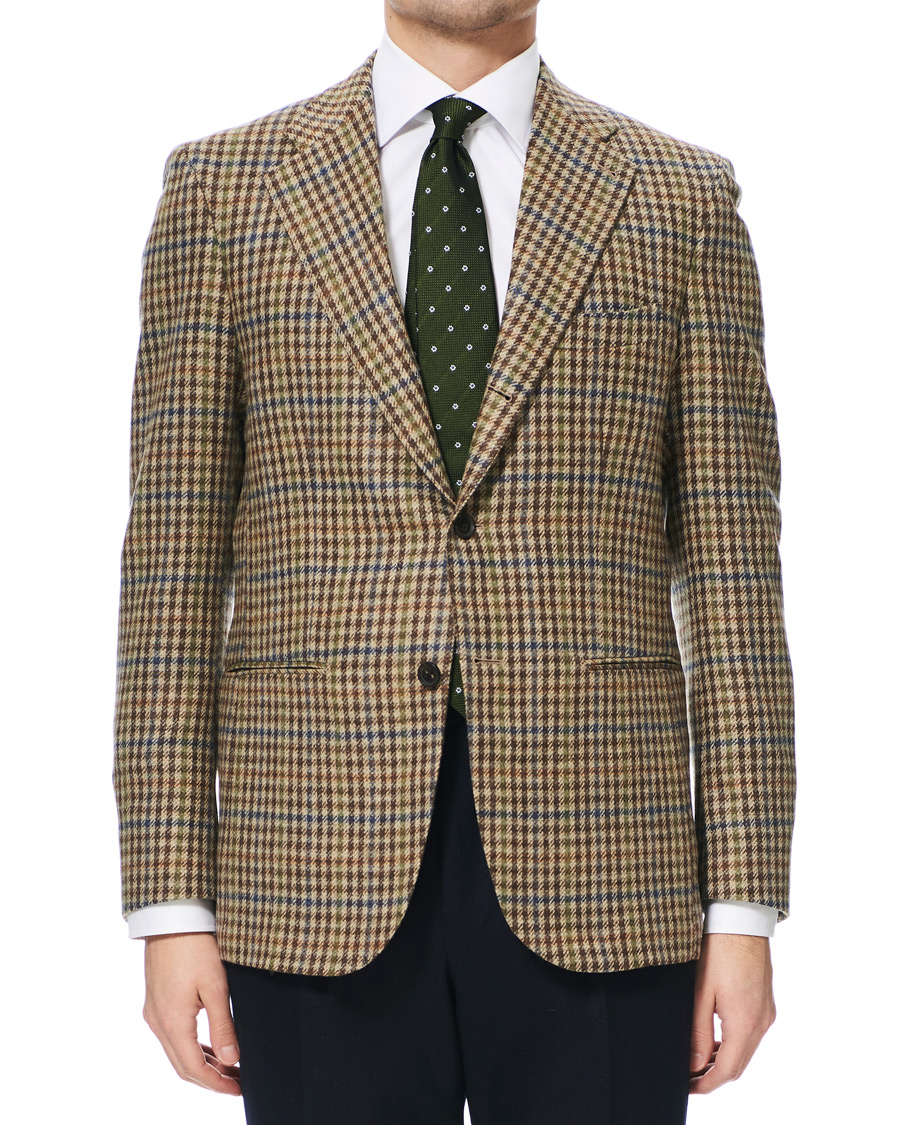 Herren | Sakkos | Berg&Berg | Dan II Gun Club Check Wool Blazer Brown/Olive