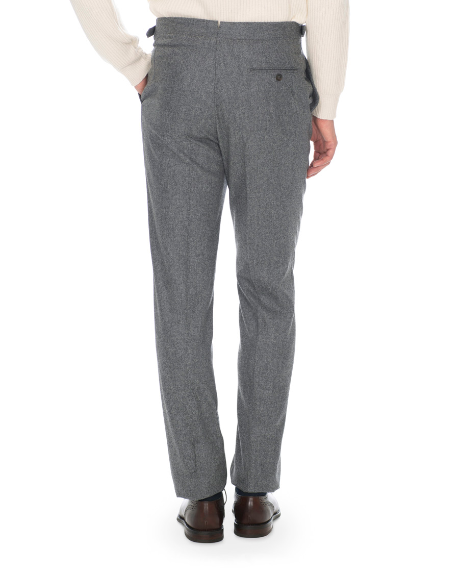 Herren | Hosen | Berg&Berg | Arnold Pleated Side Adjuster Flanell Trousers Mid Grey