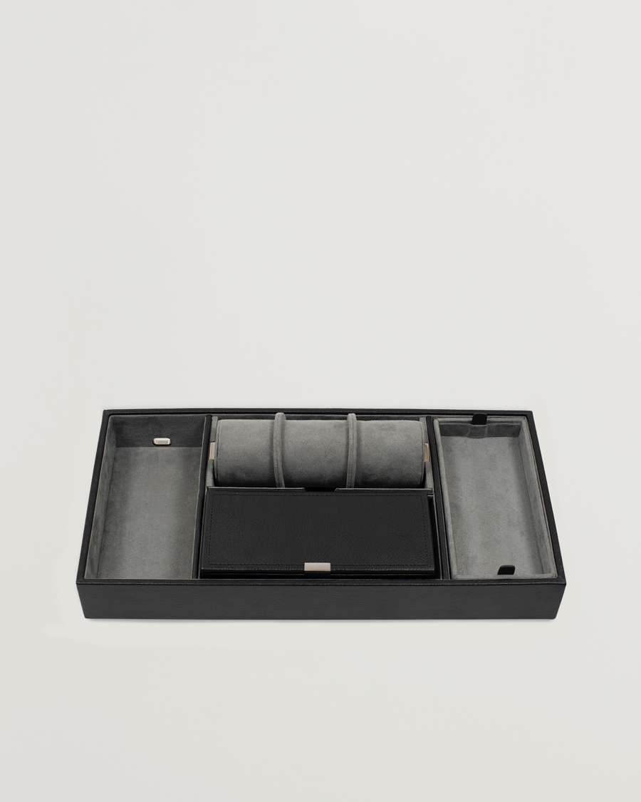Herren | Uhren- und Schmuckkasten | WOLF | Howard Valet Tray with Cuff Black/Grey Pebble