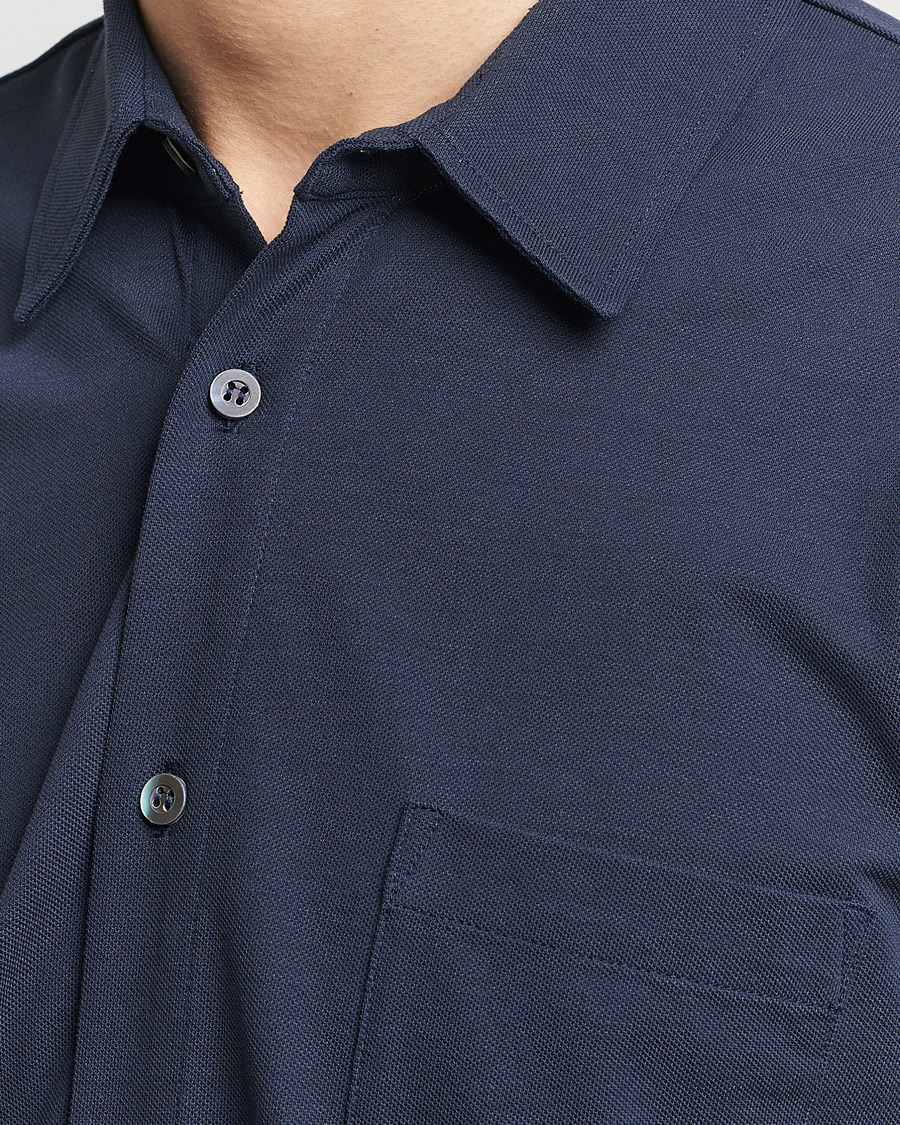 Herren | Hemden | Sunspel | Long Sleeve Button Down Pique Shirt Navy