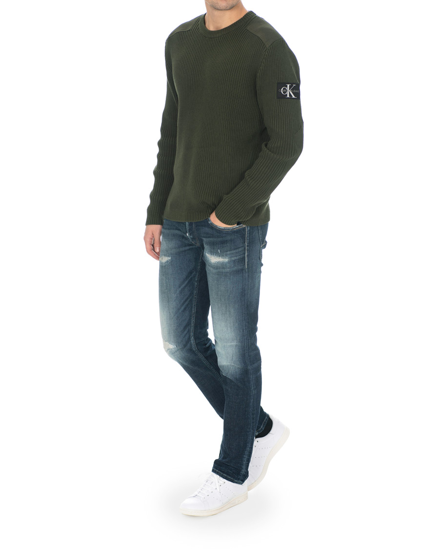 Herren | Pullover | Calvin Klein Jeans | Knitted Monogram Sleeve Badge Crew Neck Deep Depths