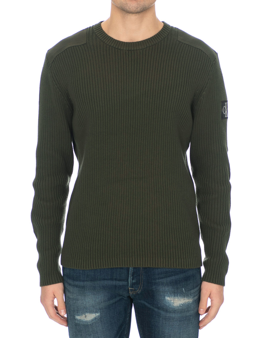 Herren | Pullover | Calvin Klein Jeans | Knitted Monogram Sleeve Badge Crew Neck Deep Depths