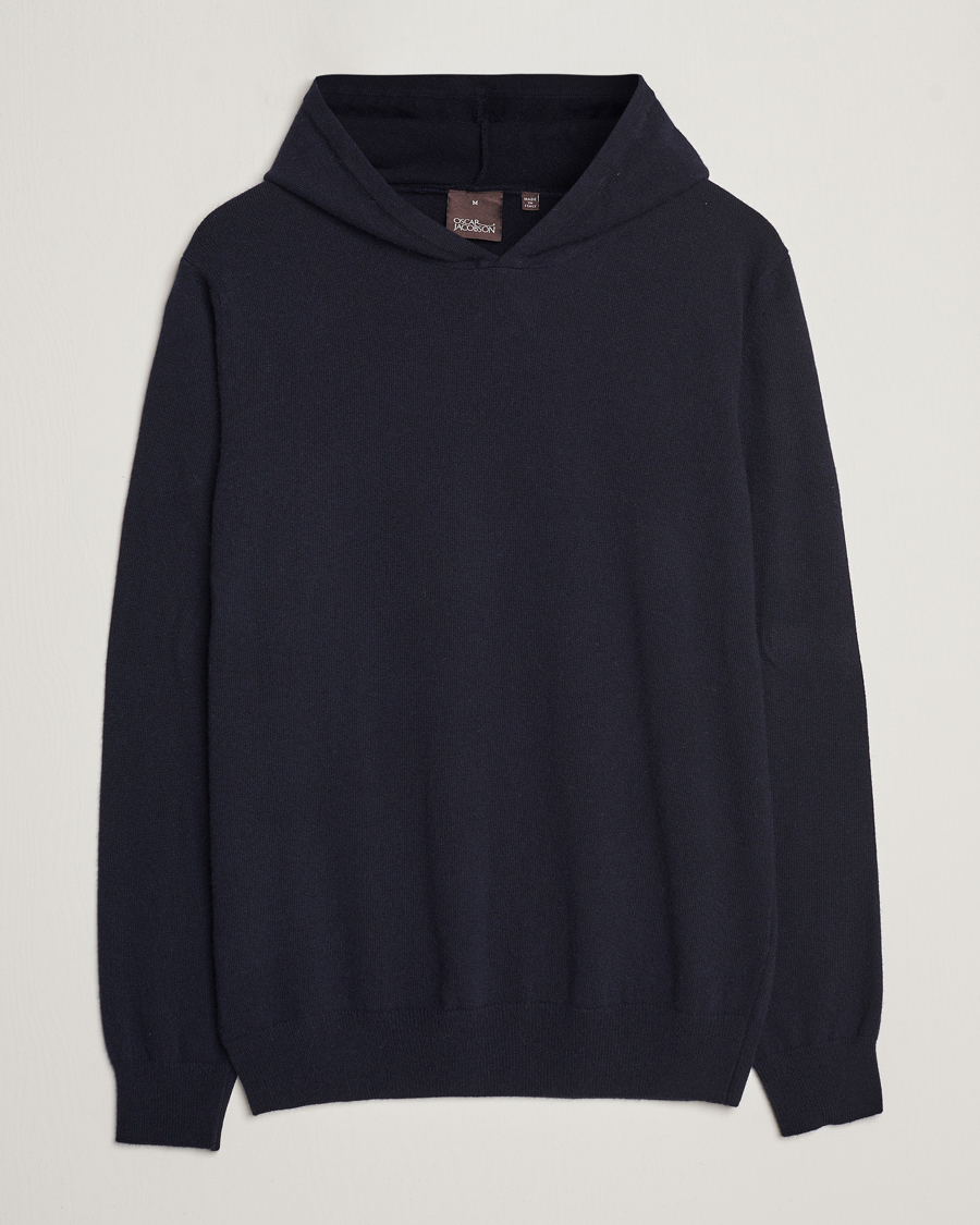 Herren | Pullover | Oscar Jacobson | Pascal Wool/Cashmere Hoodie Navy