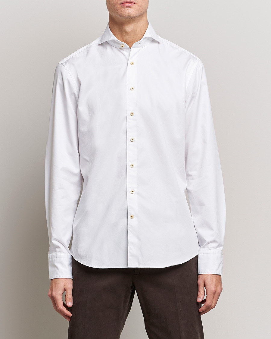 Herren |  | Stenströms | Fitted Body Washed Cotton Plain Shirt White