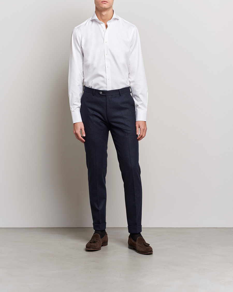 Herren | Hemden | Stenströms | Fitted Body Extreme Cut Away Shirt White