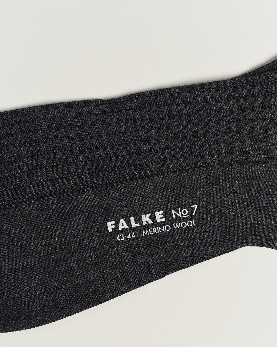 Herren |  | Falke | No. 7 Finest Merino Ribbed Socks Anthracite Melange