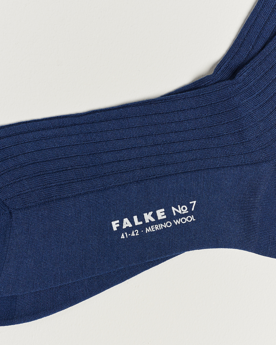 Herren |  | Falke | No. 7 Finest Merino Ribbed Socks Royal Blue