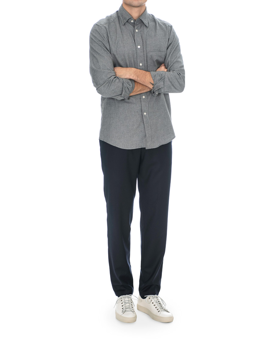 Herren | Hemden | Eton | Slim Fit Flannel Button Under Shirt Light Grey