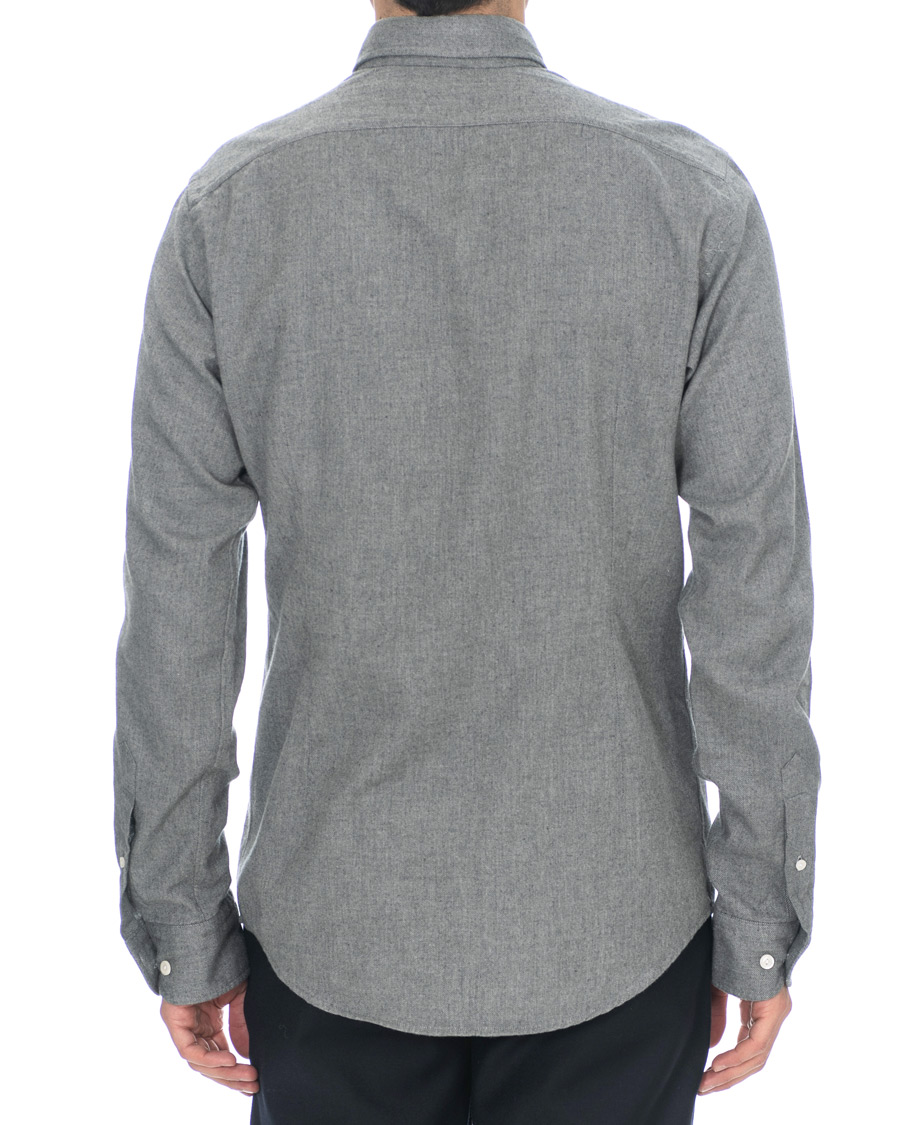 Herren | Hemden | Eton | Slim Fit Flannel Button Under Shirt Light Grey