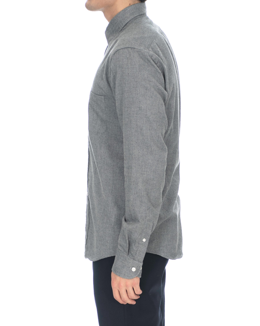 Herren | Hemden | Eton | Slim Fit Flannel Button Under Shirt Light Grey