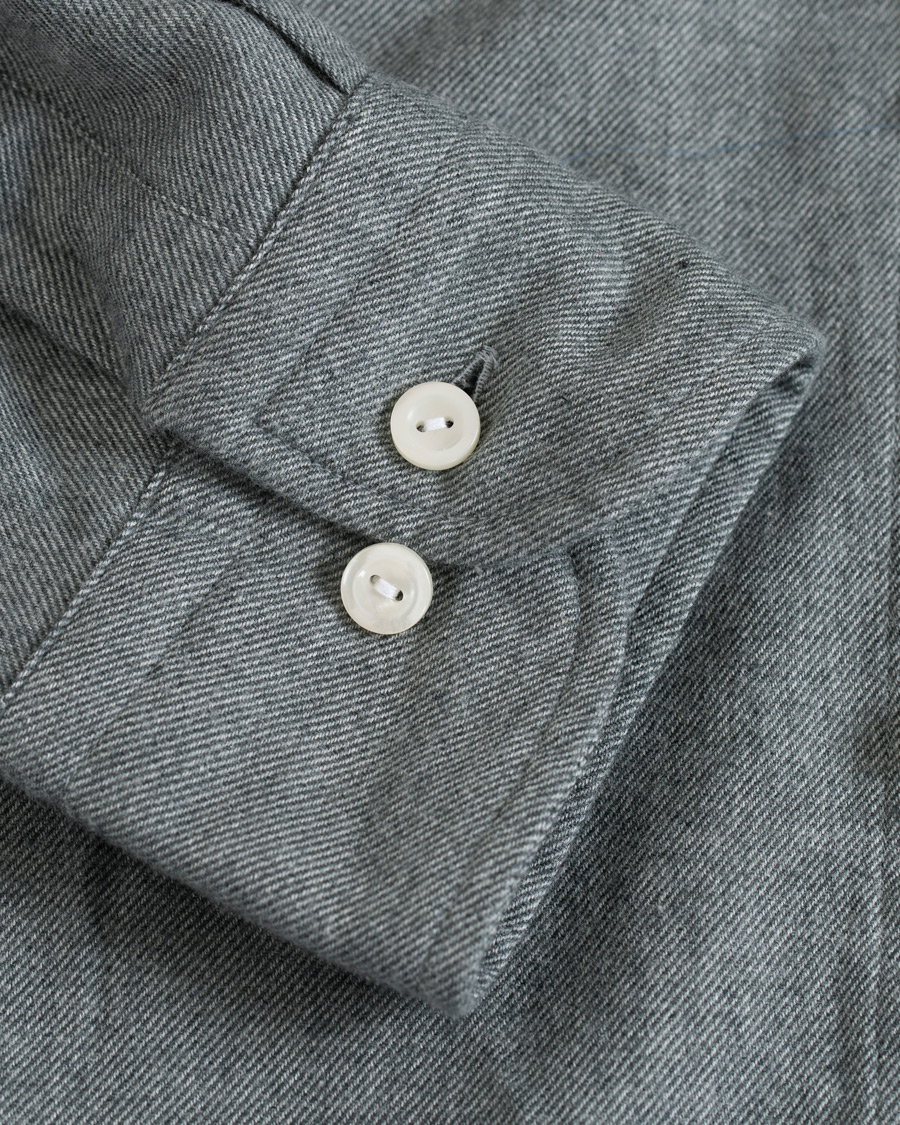 Herren | Hemden | Eton | Slim Fit Flannel Button Under Shirt Light Grey
