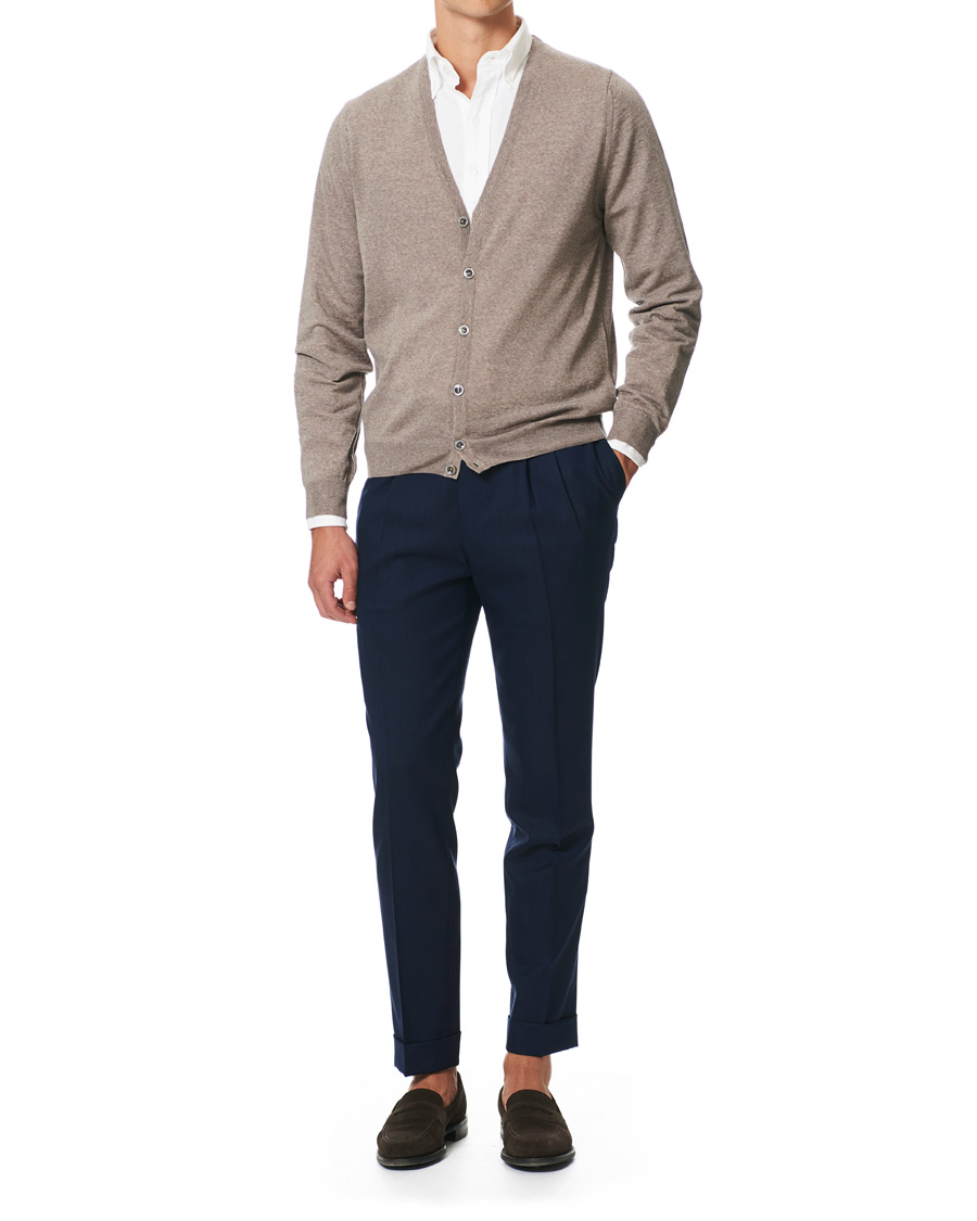 Herren | Pullover | Stenströms | Merino Zegna Knitted Cardigan Beige