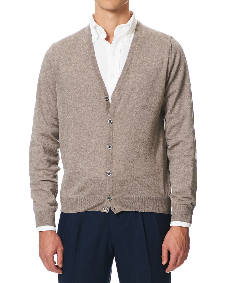 Herren | Pullover | Stenströms | Merino Zegna Knitted Cardigan Beige
