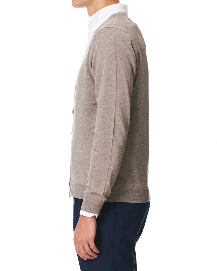 Herren | Pullover | Stenströms | Merino Zegna Knitted Cardigan Beige