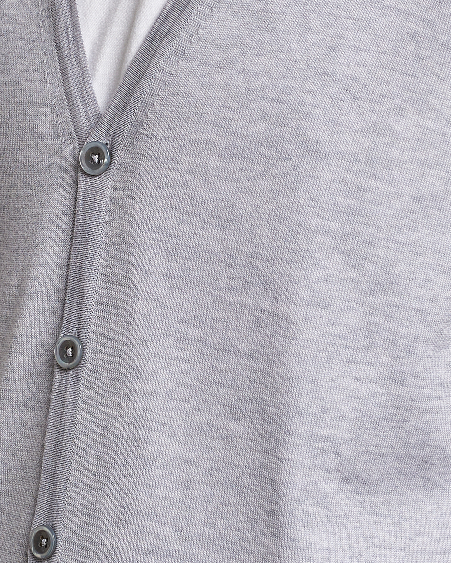 Herren | Pullover | Stenströms | Merino Zegna Knitted Cardigan Light Grey
