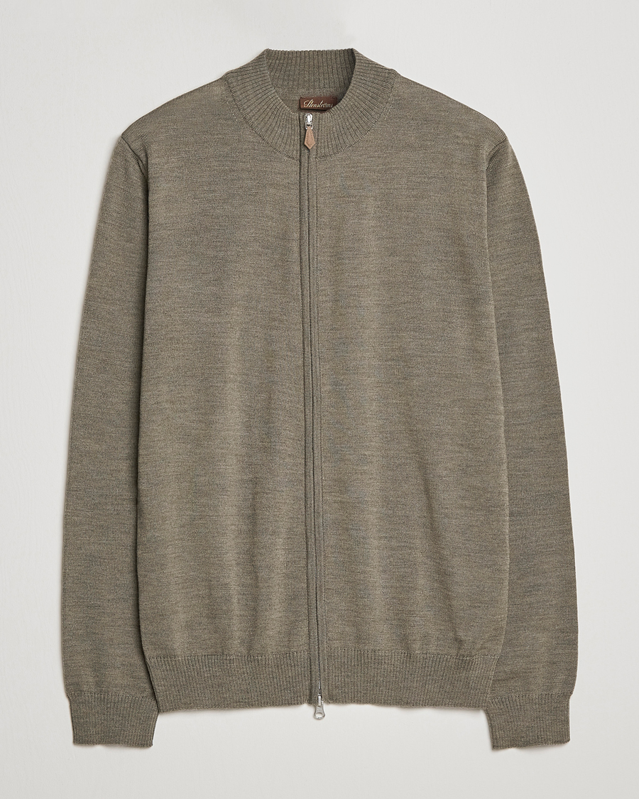 Herren | Pullover | Stenströms | Merino Full Zip Olive
