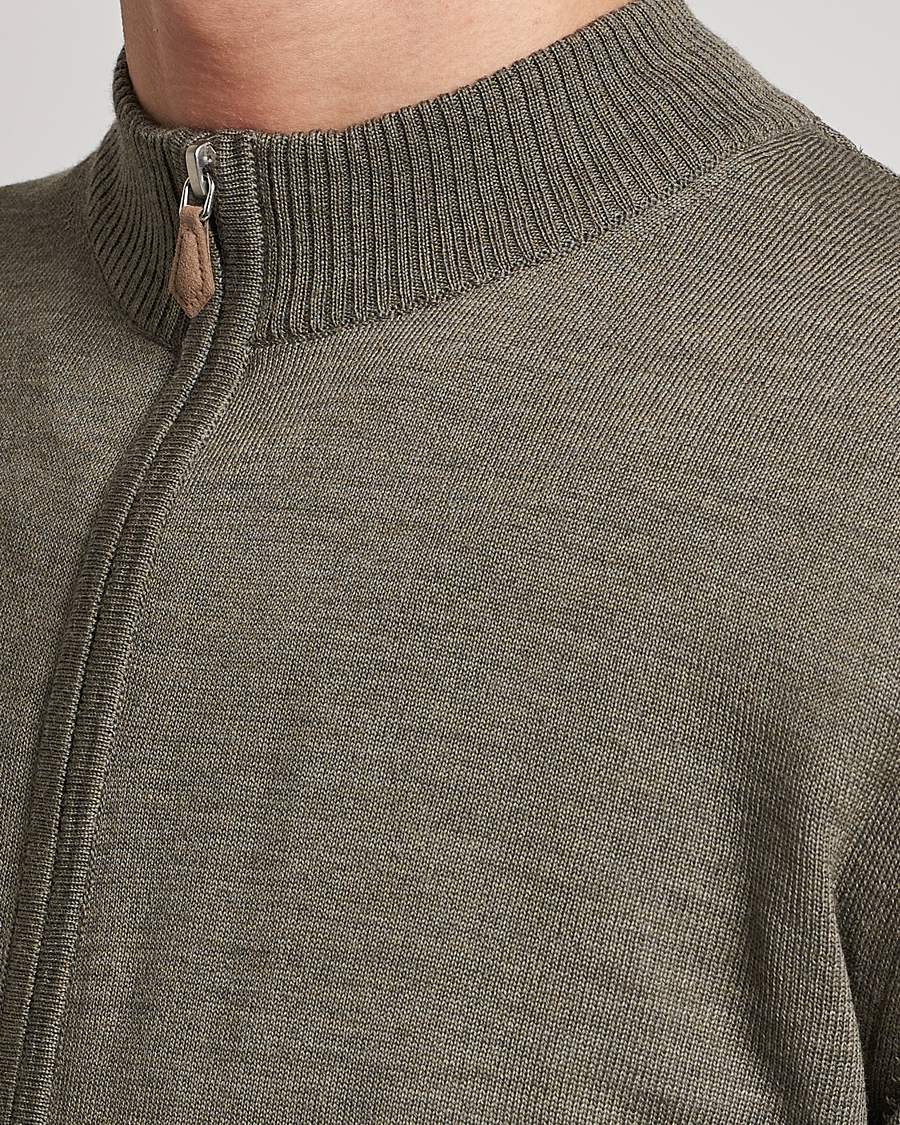 Herren | Pullover | Stenströms | Merino Full Zip Olive