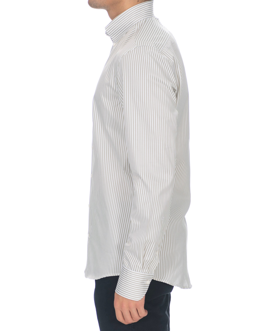 Herren | Hemden | Stenströms | Slimline Striped Twill Button Down Shirt Green