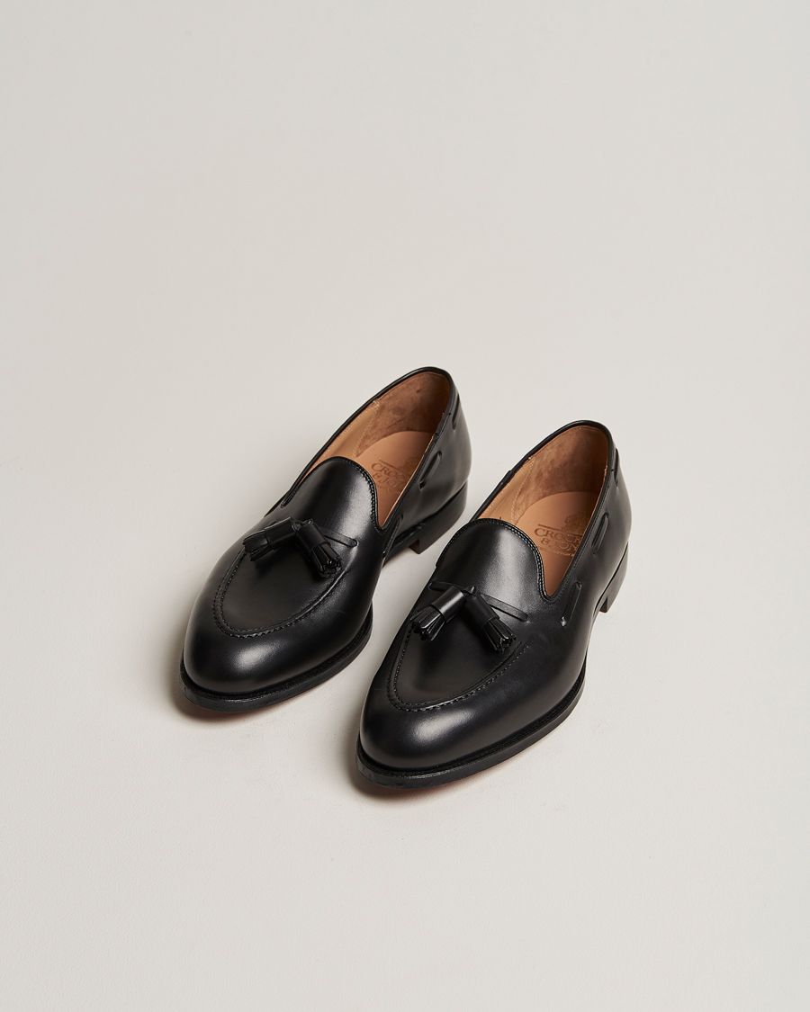 Herren | Handgefertigte Schuhe | Crockett & Jones | Cavendish 2 Tassel Loafer Black Calf