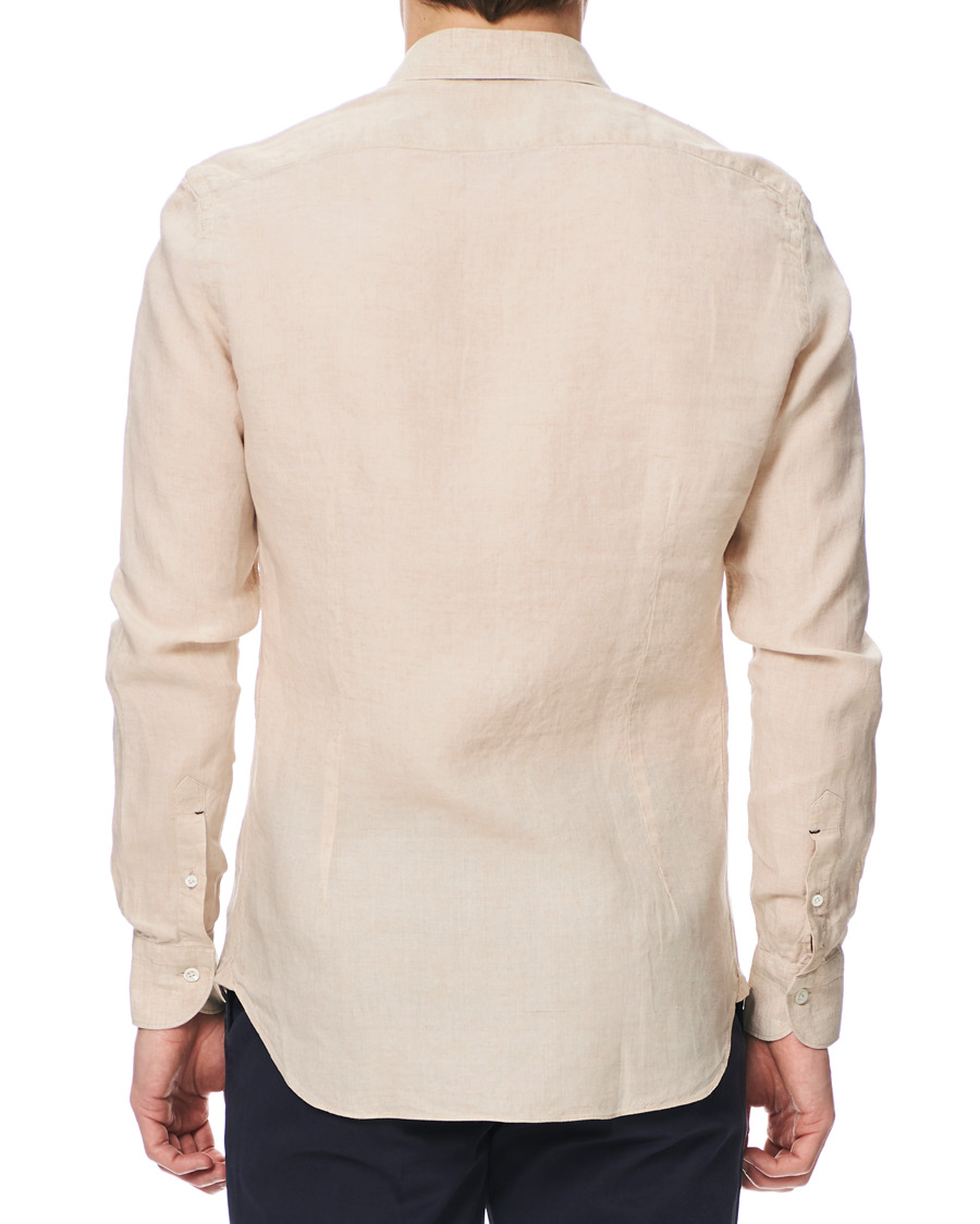 Herren | Hemden | Mazzarelli | Linen Cut Away Shirt Sand