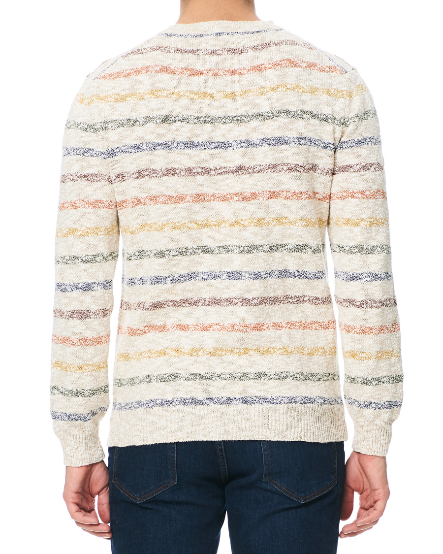 Herren | Pullover | Altea | Cotton/Linen Multi Stripe Sweater Beige