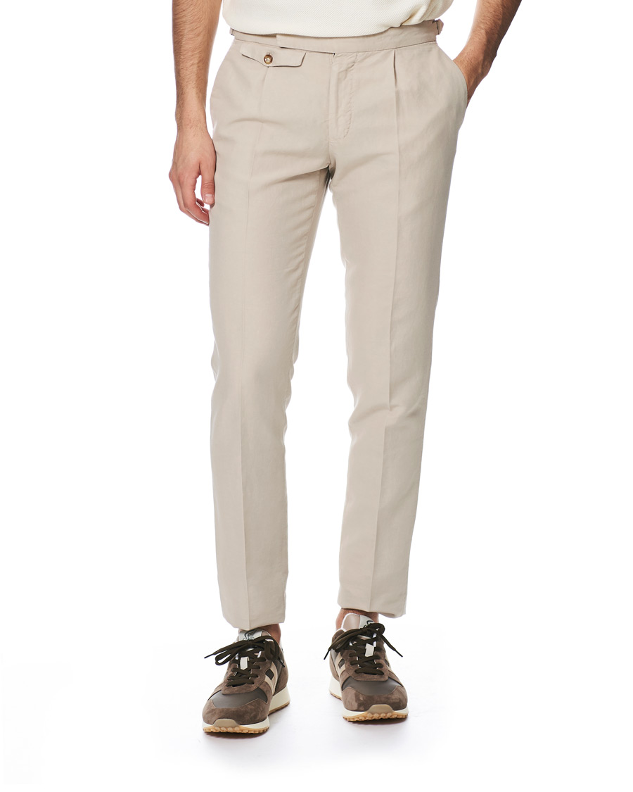 Herren | Hosen | Incotex | Slim Fit Pleated Chinolino Trousers Beige