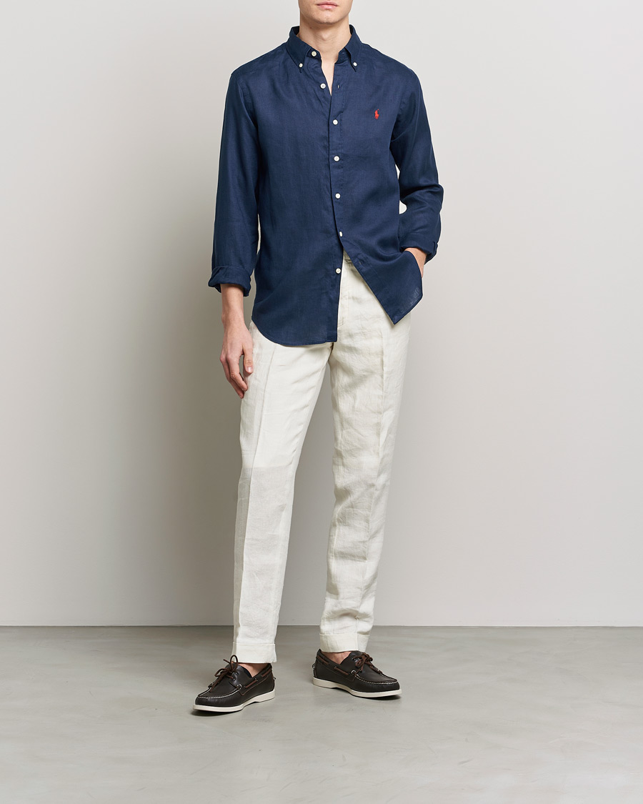Herren | Hemden | Polo Ralph Lauren | Custom Fit Linen Button Down Newport Navy