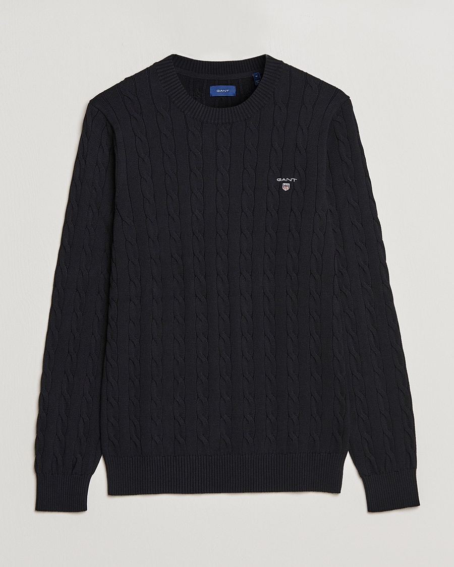 Herren | Pullover | GANT | Cotton Cable Crew Neck Pullover Black