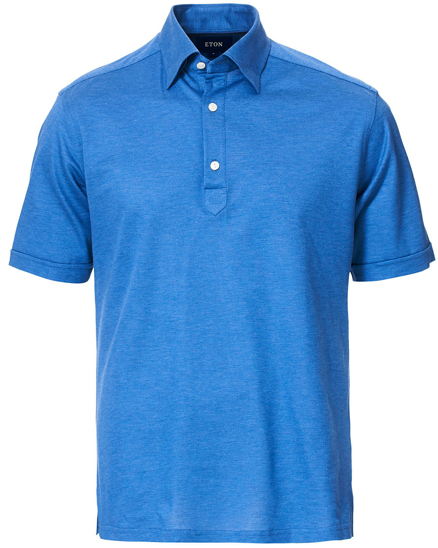 Herren | Poloshirts | Eton | Slim Fit Short Sleeve Pique Shirt Blue