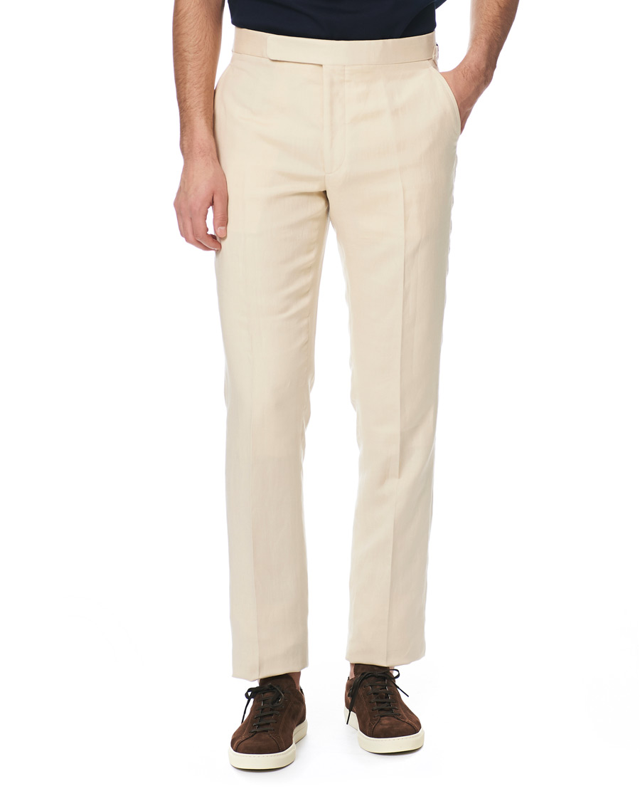 Herren | Hosen | Ralph Lauren Purple Label | Side-Adjuster Linen/Silk Trousers Beige