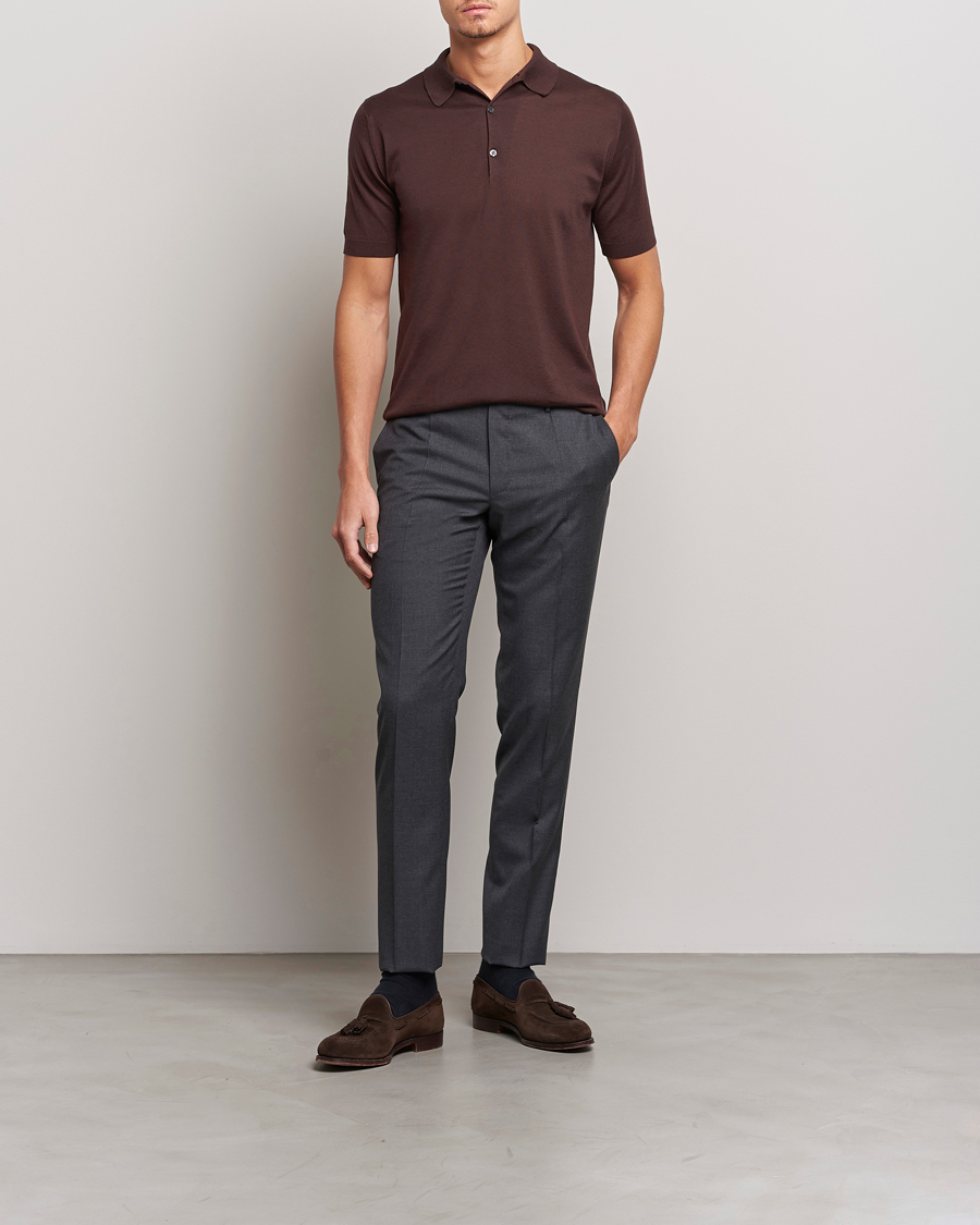 Herren | Poloshirts | John Smedley | Adrian Slim Fit Sea Island Polo Coffee Bean