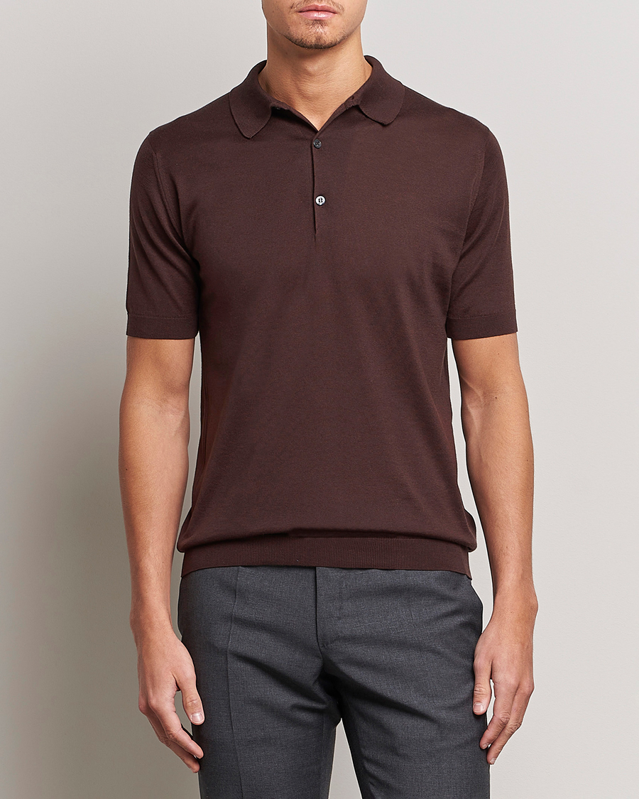 Herren | Poloshirts | John Smedley | Adrian Slim Fit Sea Island Polo Coffee Bean